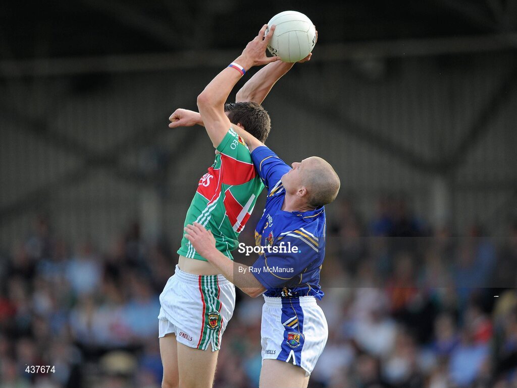 26 June 2010; Alan Freeman, Mayo, in action against Dermot Brady, Longford. GAA Football All-Ireland Senior Championship Qualifier Round 1, Longford v Mayo, Pearse Park, Longford. Picture credit: Ray McManus / SPORTSFILE