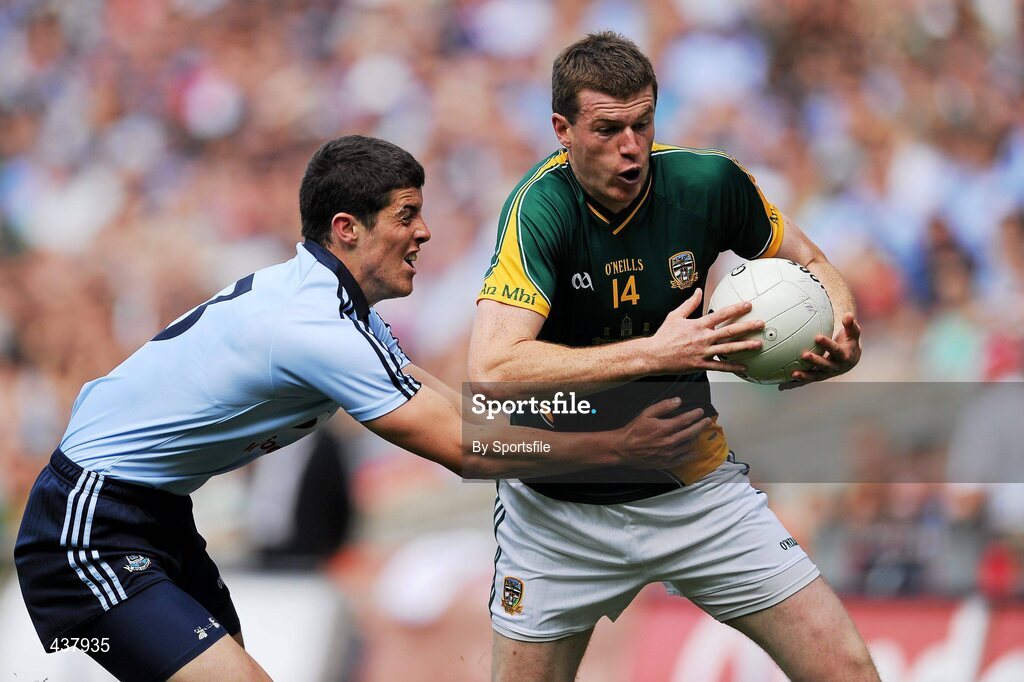 27 June 2010; Shane O'Rourke, Meath, in action against Rory O'Carroll, Dublin. Leinster GAA Football Senior Championship Semi-Final, Meath v Dublin, Croke Park, Dublin. Photo by Sportsfile