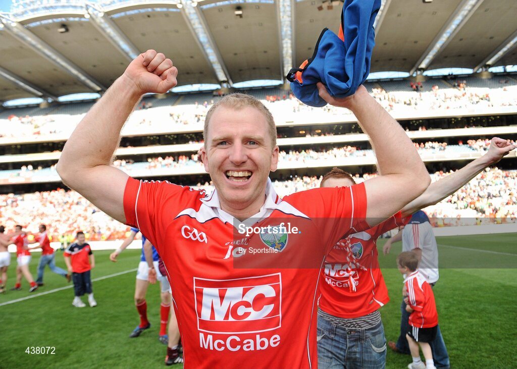 27 June 2010; Aaron Hoey, Louth, celebrates at the end of the game. Leinster GAA Football Senior Championship Semi-Final, Westmeath v Louth, Croke Park, Dublin. Photo by Sportsfile