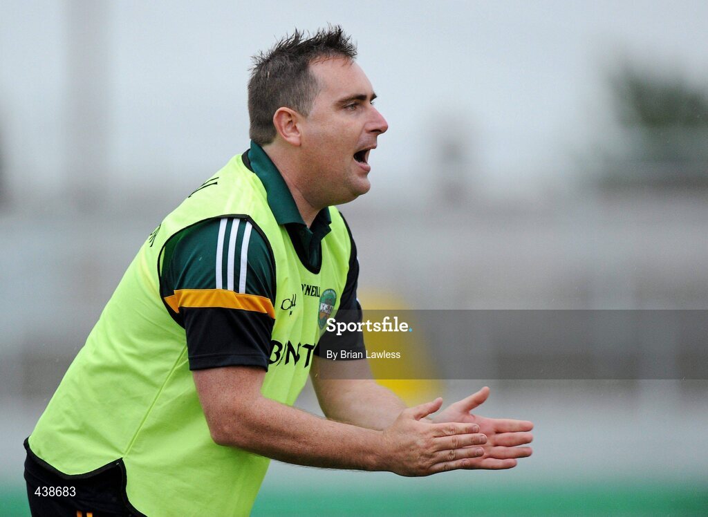 30 June 2010; Offaly manager Ken Kellaghan urges on his players. ESB Leinster GAA Football Minor Championship Semi-Final, Offaly v Laois, O'Connor Park, Tullamore, Co. Offaly. Picture credit: Brian Lawless / SPORTSFILE