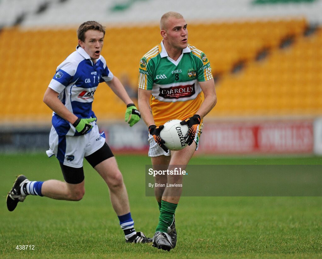 30 June 2010; Noel Andrew Graham, Offaly, in action against Mark Dowling, Laois. ESB Leinster GAA Football Minor Championship Semi-Final, Offaly v Laois, O'Connor Park, Tullamore, Co. Offaly. Picture credit: Brian Lawless / SPORTSFILE