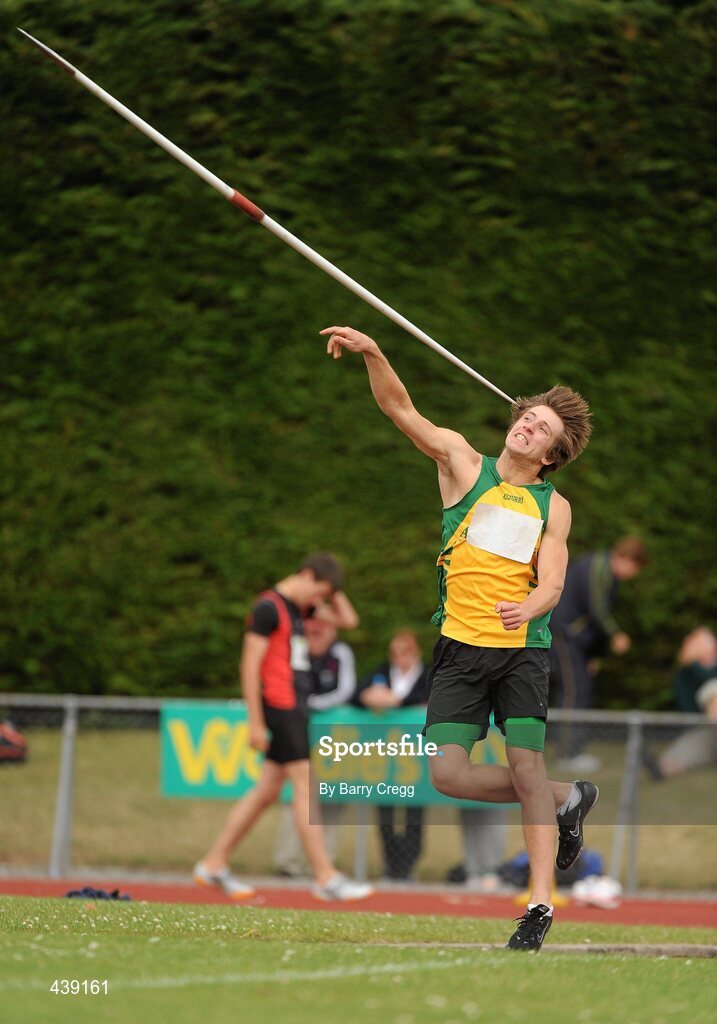 3 July 2010; Lukas Furman, Annalee, Cavan, in action, in the U-19 Boy's Javelin, during the Woodie's DIY AAI Juvenile Track & Field Championships. Tullamore Harriers Stadium, Tullamore, Co. Offaly. Picture credit: Barry Cregg / SPORTSFILE