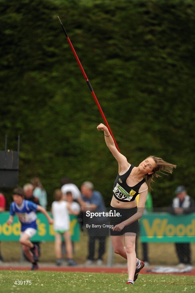 3 July 2010; Mairead Drewitt, Naas, Co. Kildare, in action, in the U-16 Girl's Javelin, during the Woodie's DIY AAI Juvenile Track & Field Championships. Tullamore Harriers Stadium, Tullamore, Co. Offaly. Picture credit: Barry Cregg / SPORTSFILE