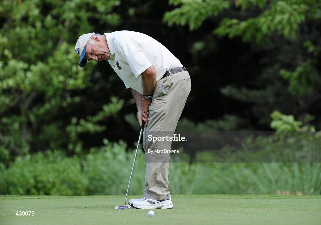 2 July 2010; Former Kilkenny hurler Eddie Kerr, from Rower Inistioge GAA Club, Co. Kilkenny, watches his putt on the fourth green during the FBD All-Ireland GAA Golf Challenge 2010 Leinster Final. Palmerstown House Golf Club, Co. Kildare. Picture credit: Matt Browne / SPORTSFILE