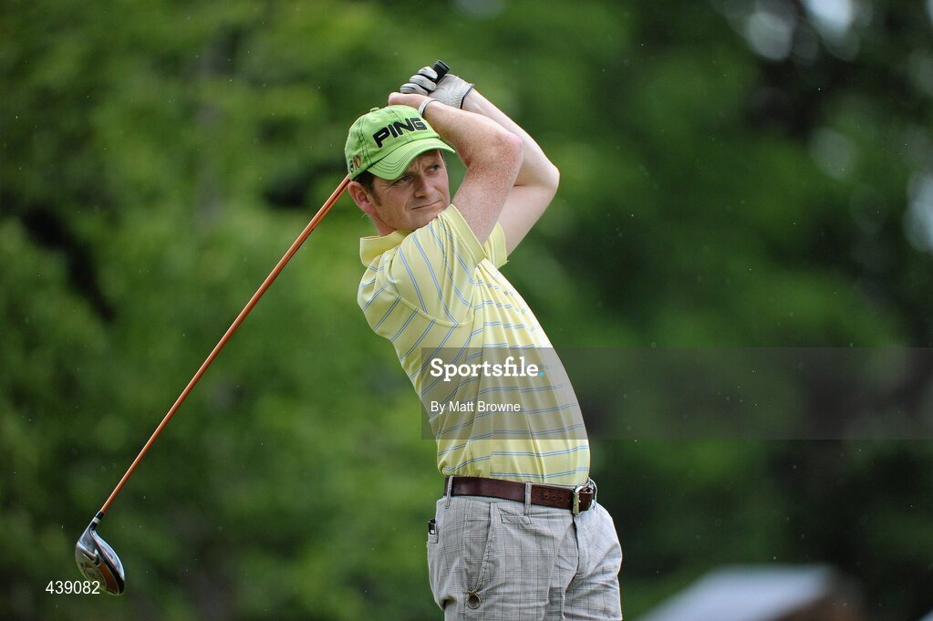 2 July 2010; Jo Molloy, from St. Brides GAA Club, Co. Louth, watches his drive from the 6th tee box during the FBD All-Ireland GAA Golf Challenge 2010 Leinster Final. Palmerstown House Golf Club, Co. Kildare. Picture credit: Matt Browne / SPORTSFILE