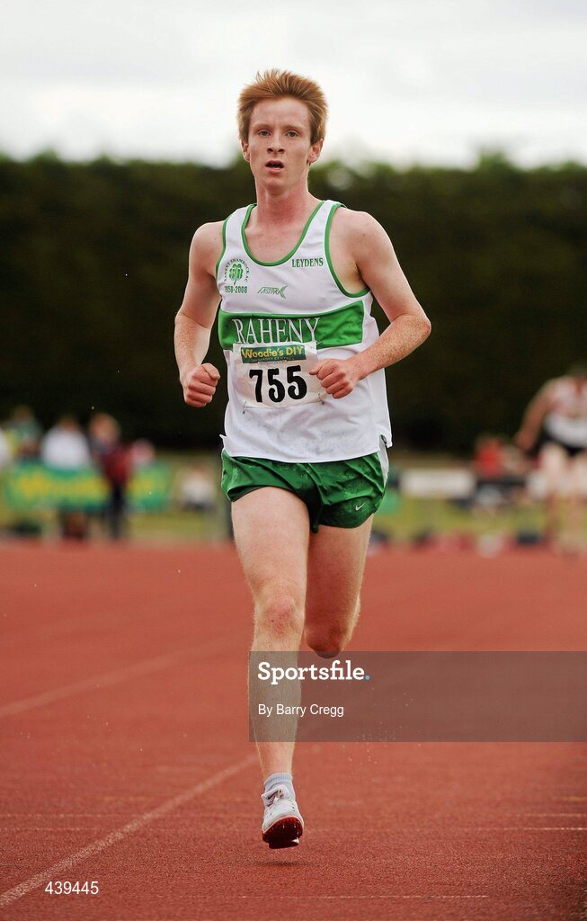 3 July 2010; Kevin Dooney, Raheny Shamrock, in action in the U-18 Boy's 2000m Steeplechase, during the Woodie's DIY AAI Juvenile Track & Field Championships. Tullamore Harriers Stadium, Tullamore, Co. Offaly. Picture credit: Barry Cregg / SPORTSFILE