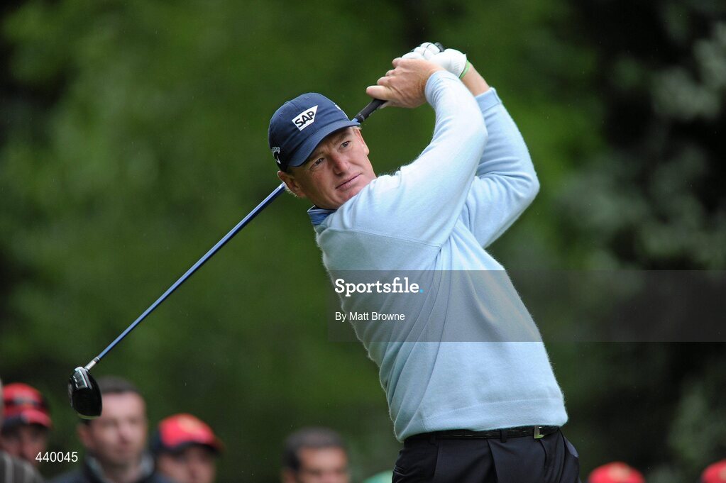 6 July 2010; Ernie Els watches his drive from the 17th tee box during the JP McManus Invitational Pro-Am. Adare Manor, Co. Limerick. Picture credit: Matt Browne / SPORTSFILE