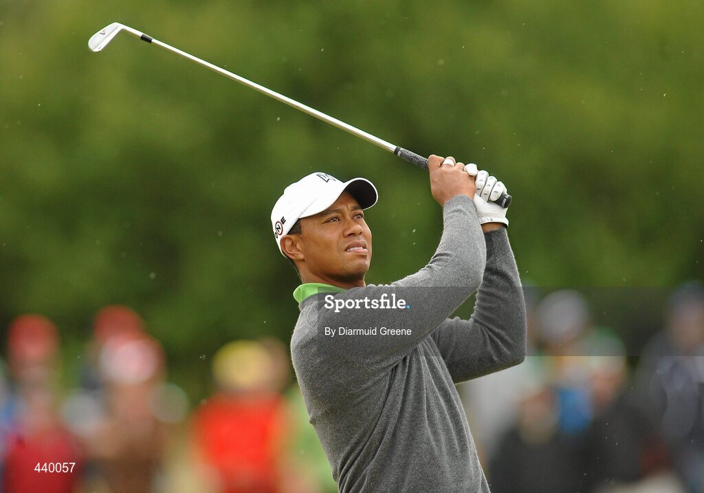 6 July 2010; Tiger Woods watches his second shot on the 5th hole during the JP McManus Invitational Pro-Am. Adare Manor, Adare, Co. Limerick. Picture credit: Diarmuid Greene / SPORTSFILE