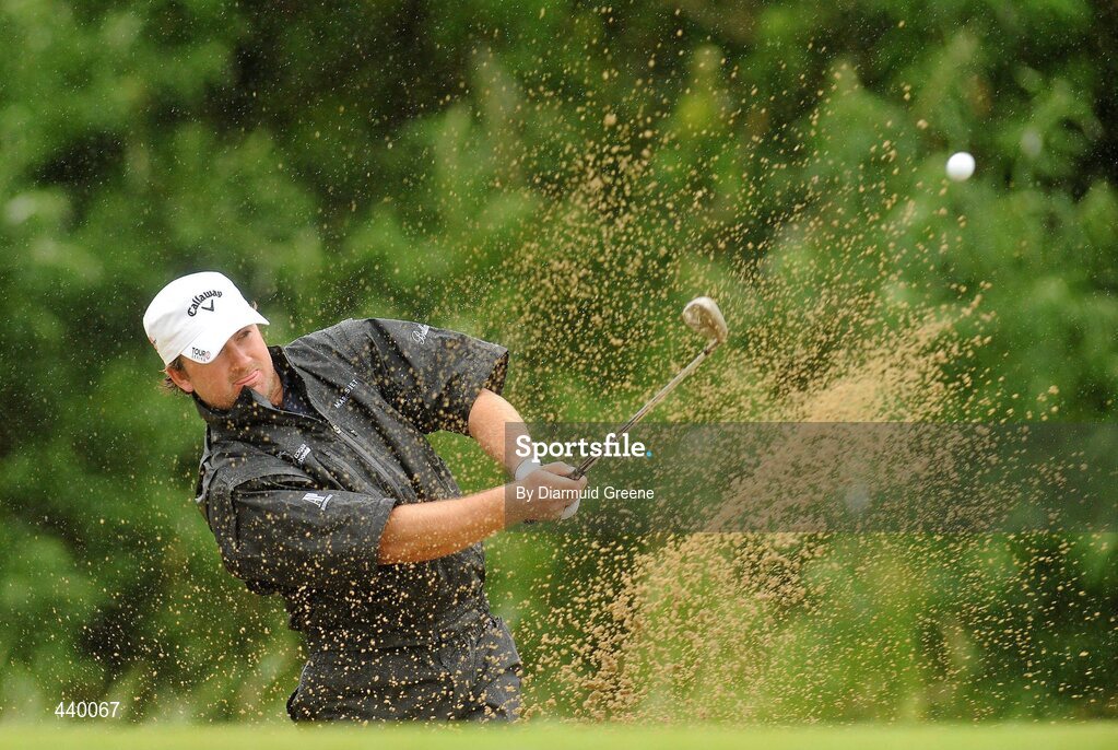 6 July 2010; Graeme McDowell plays from the bunker onto the 10th green during the JP McManus Invitational Pro-Am. Adare Manor, Adare, Co. Limerick. Picture credit: Diarmuid Greene / SPORTSFILE