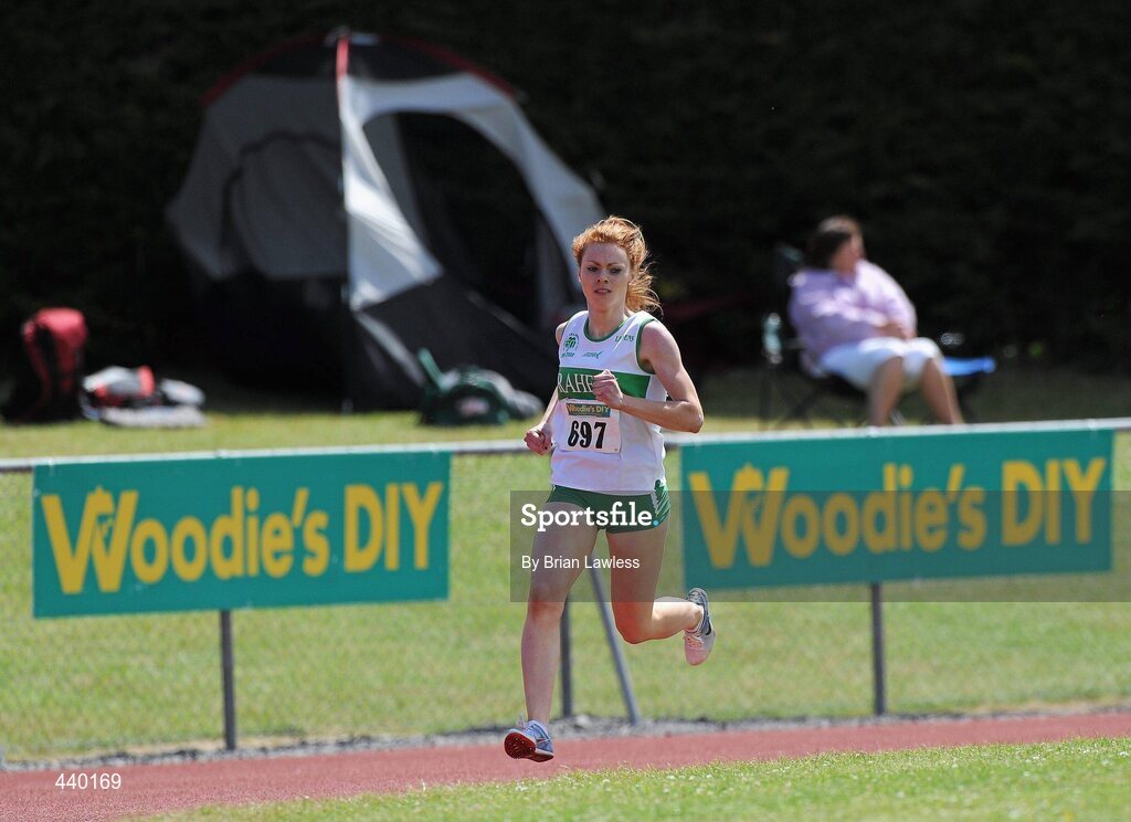 4 July 2010; Isseult O'Donnell, Raheny Shamrocks, on her way to winning the U18 Girl's 800m, during the Woodie's DIY AAI Juvenile Track & Field Championships. Tullamore Harriers Stadium, Tullamore, Co. Offaly. Picture credit: Brian Lawless / SPORTSFILE