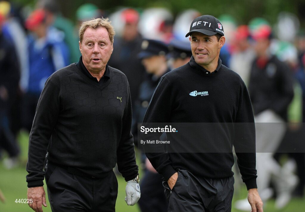 6 July 2010; Padraig Harrington with Tottenham Hotspur manager Harry Redknapp during the JP McManus Invitational Pro-Am. Adare Manor, Co. Limerick. Picture credit: Matt Browne / SPORTSFILE