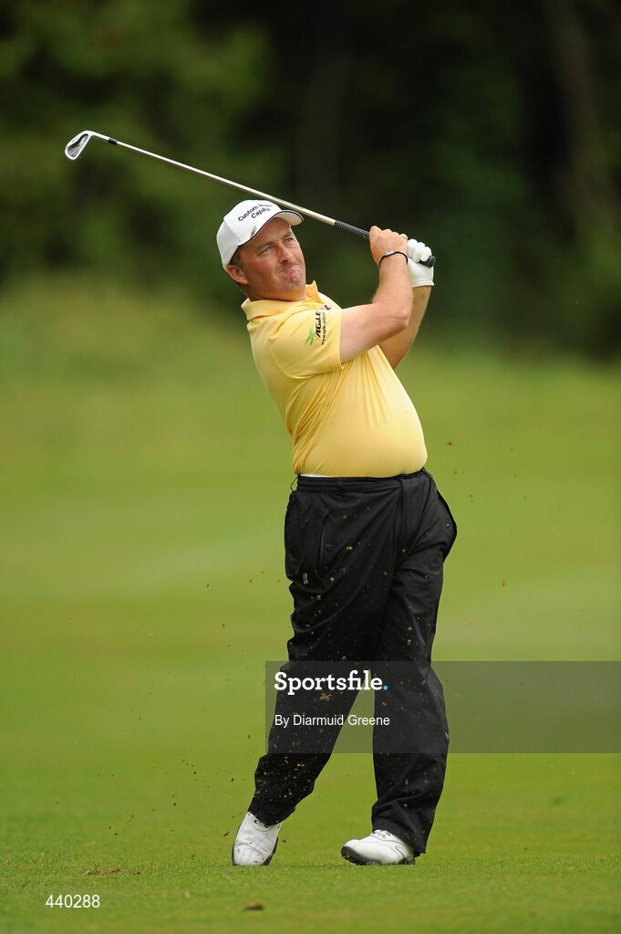 6 July 2010; Damien McGrane watches his second shot on the 14th during the JP McManus Invitational Pro-Am. Adare Manor, Adare, Co. Limerick. Picture credit: Diarmuid Greene / SPORTSFILE