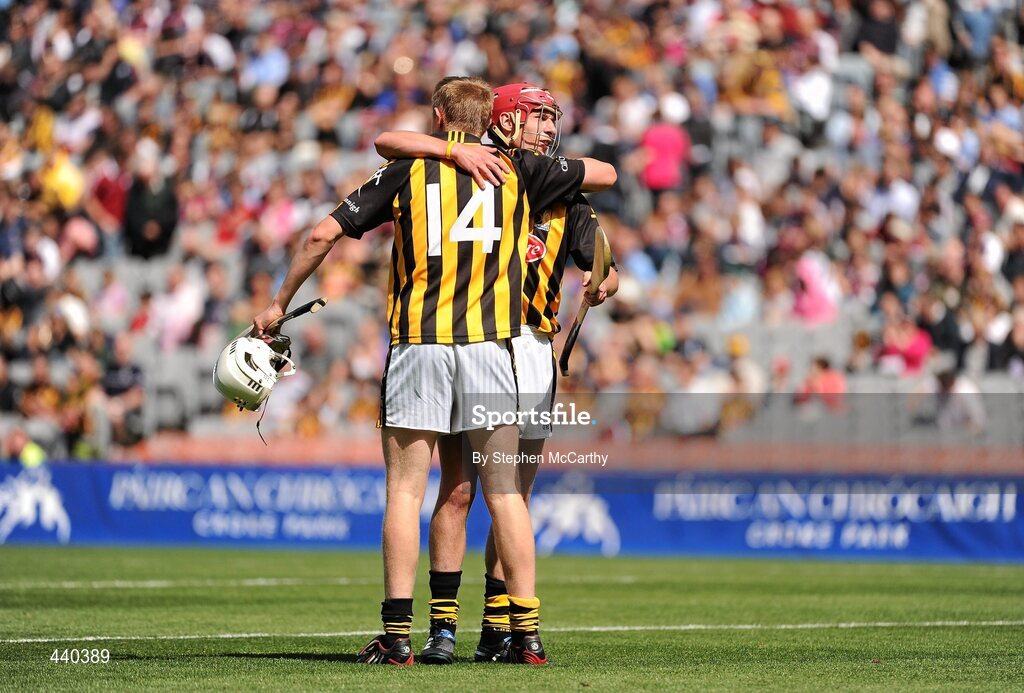 4 July 2010; John Power, 14, and Cillian Buckley, Kilkenny, celebrate their side's victory. ESB Leinster GAA Hurling Minor Championship Final, Dublin v Kilkenny, Croke Park, Dublin. Picture credit: Stephen McCarthy / SPORTSFILE