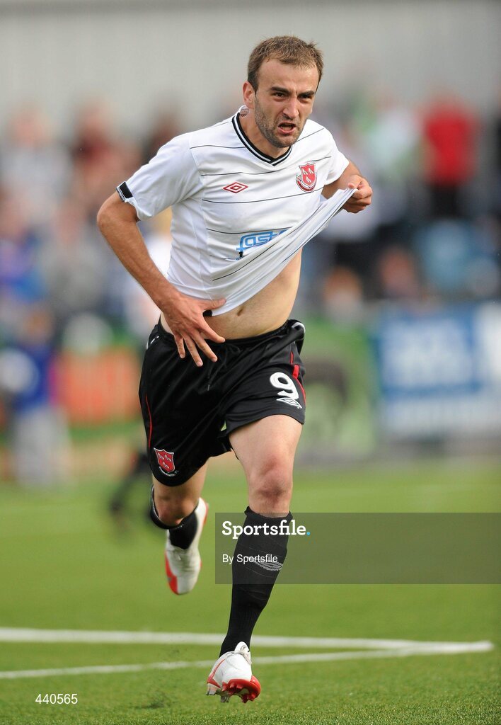 8 July 2010; Fahrudin Kuduzovic, Dundalk, celebrates after scoring his side's 2nd goal. UEFA Europa League First Qualifying Round, 2nd Leg, Dundalk v CS Grevenmacher, Oriel Park, Dundalk, Co. Louth. Photo by Sportsfile