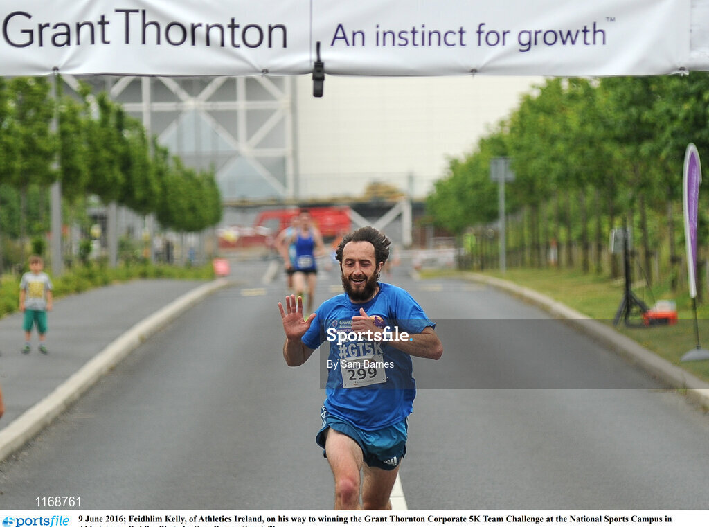 9 June 2016; Feidhlim Kelly, of Athletics Ireland, on his way to winning the Grant Thornton Corporate 5K Team Challenge at the National Sports Campus in Abbotstown, Dublin. Photo by Sam Barnes/Sportsfile