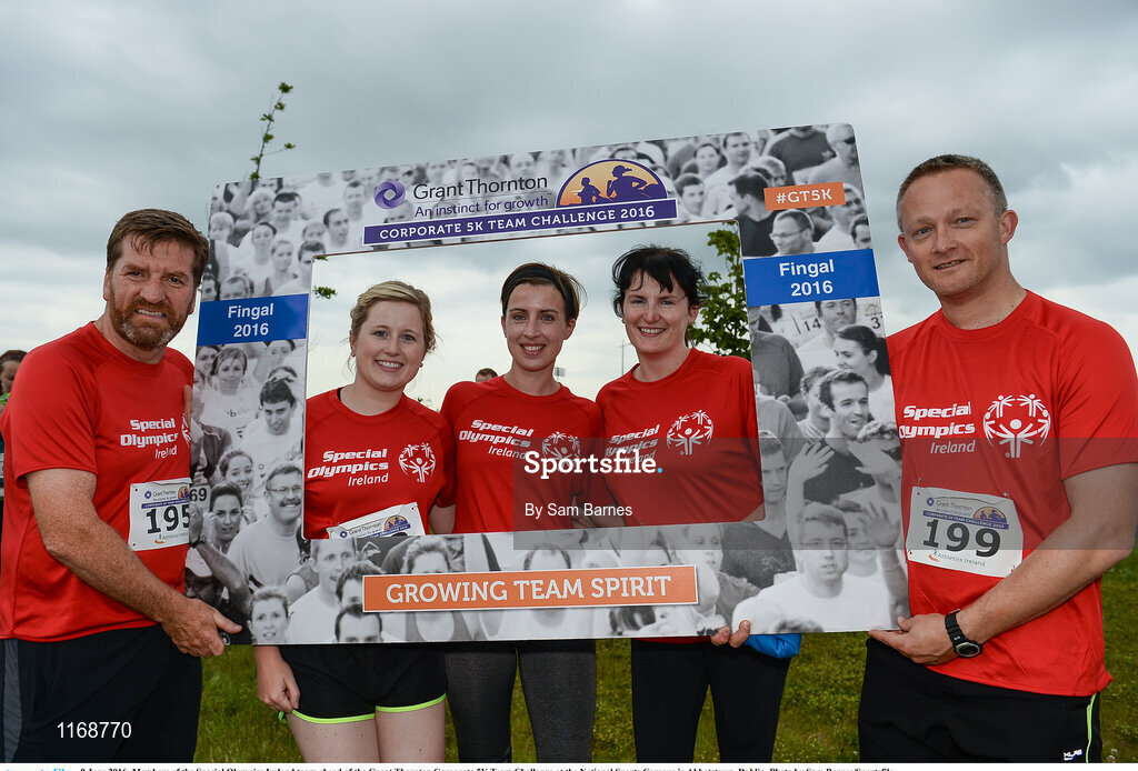 9 June 2016; Members of the Special Olympics Ireland team ahead of the Grant Thornton Corporate 5K Team Challenge at the National Sports Campus in Abbotstown, Dublin. Photo by Sam Barnes/Sportsfile
