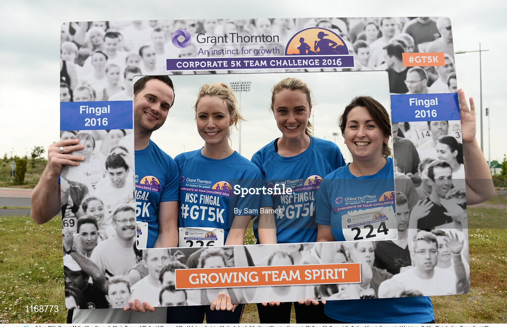9 June 2016; Dermot Melia, Clare Kavangh, Maria Ryan and Blathnaid Harney of The Alzheimer Society of Ireland ahead of the Grant Thornton Corporate 5K Team Challenge at the National Sports Campus in Abbotstown, Dublin. Photo by Sam Barnes/Sportsfile