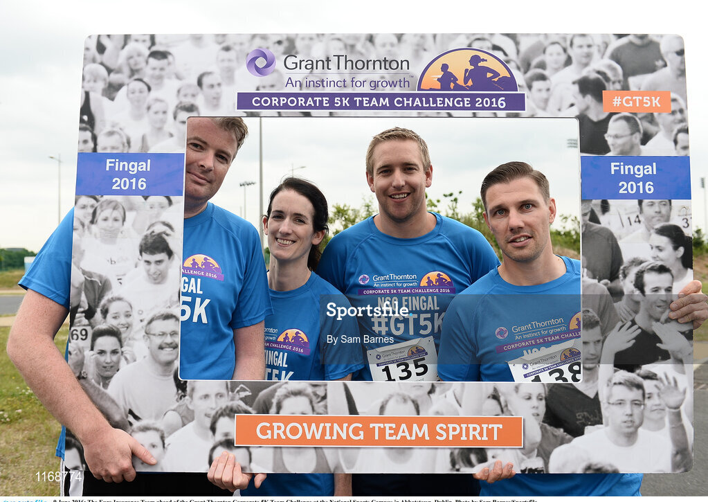 9 June 2016; The Euro Insurance Team ahead of the Grant Thornton Corporate 5K Team Challenge at the National Sports Campus in Abbotstown, Dublin. Photo by Sam Barnes/Sportsfile