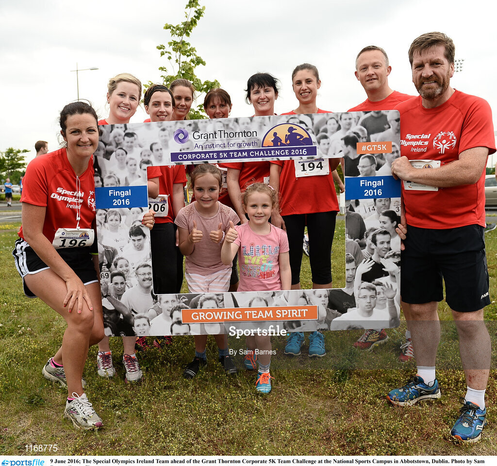 9 June 2016; The Special Olympics Ireland Team ahead of the Grant Thornton Corporate 5K Team Challenge at the National Sports Campus in Abbotstown, Dublin. Photo by Sam Barnes/Sportsfile