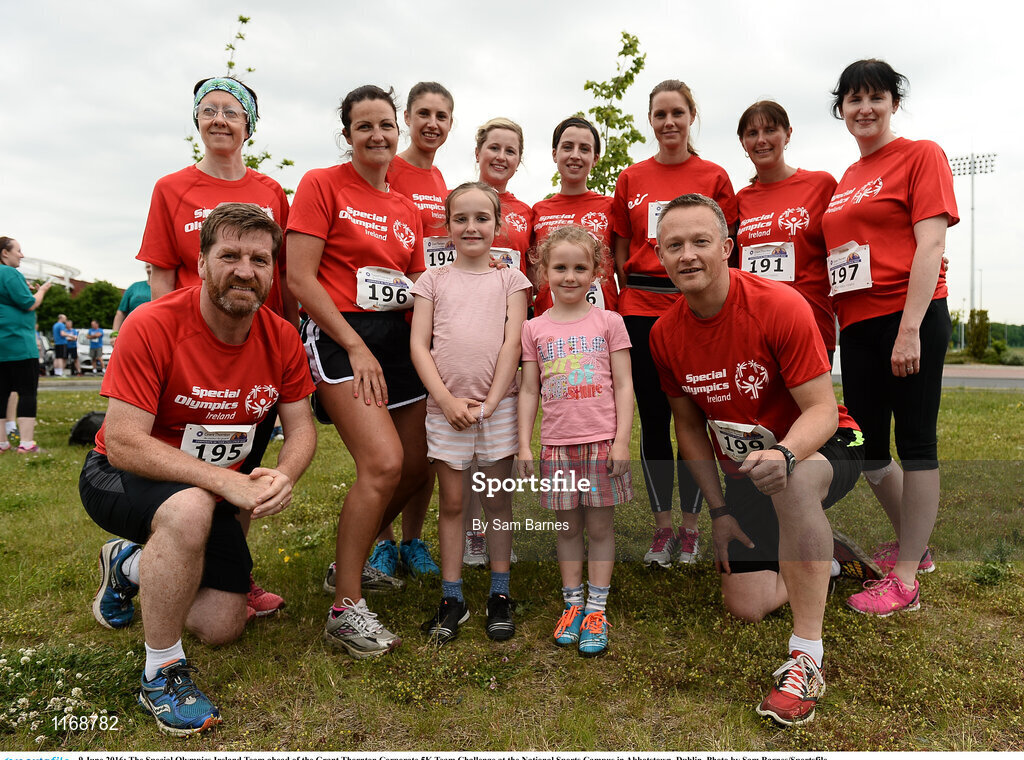 9 June 2016; The Special Olympics Ireland Team ahead of the Grant Thornton Corporate 5K Team Challenge at the National Sports Campus in Abbotstown, Dublin. Photo by Sam Barnes/Sportsfile