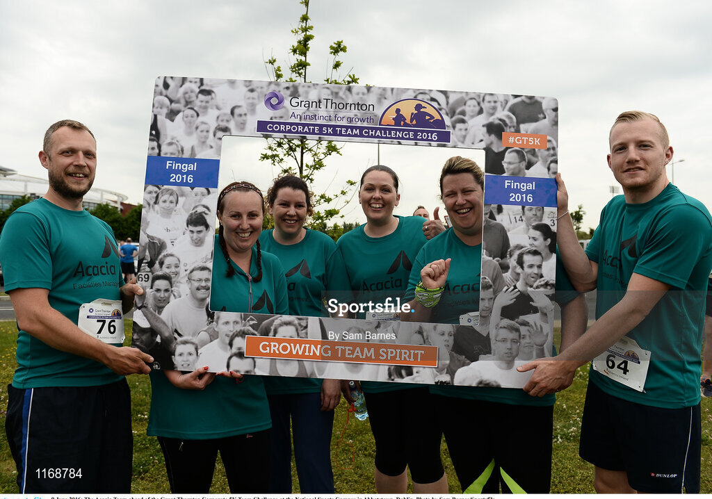 9 June 2016; The Acacia Team ahead of the Grant Thornton Corporate 5K Team Challenge at the National Sports Campus in Abbotstown, Dublin. Photo by Sam Barnes/Sportsfile