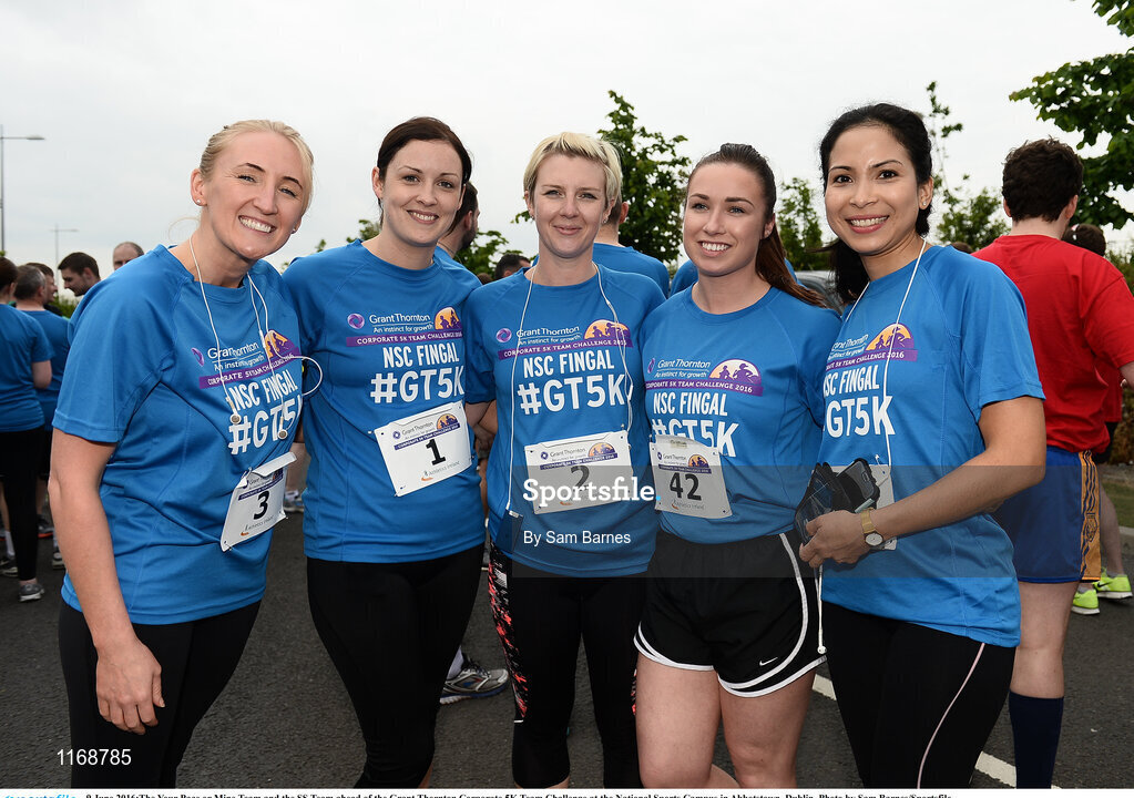 9 June 2016;The Your Pace or Mine Team and the SS Team ahead of the Grant Thornton Corporate 5K Team Challenge at the National Sports Campus in Abbotstown, Dublin. Photo by Sam Barnes/Sportsfile