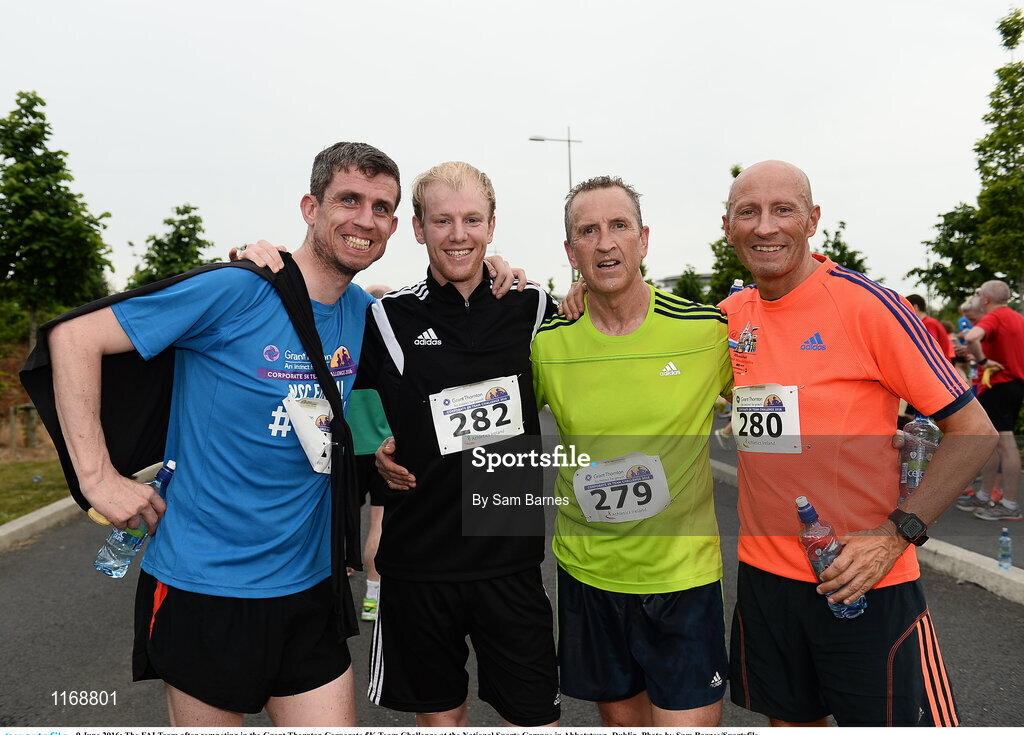 9 June 2016; The FAI Team after competing in the Grant Thornton Corporate 5K Team Challenge at the National Sports Campus in Abbotstown, Dublin. Photo by Sam Barnes/Sportsfile