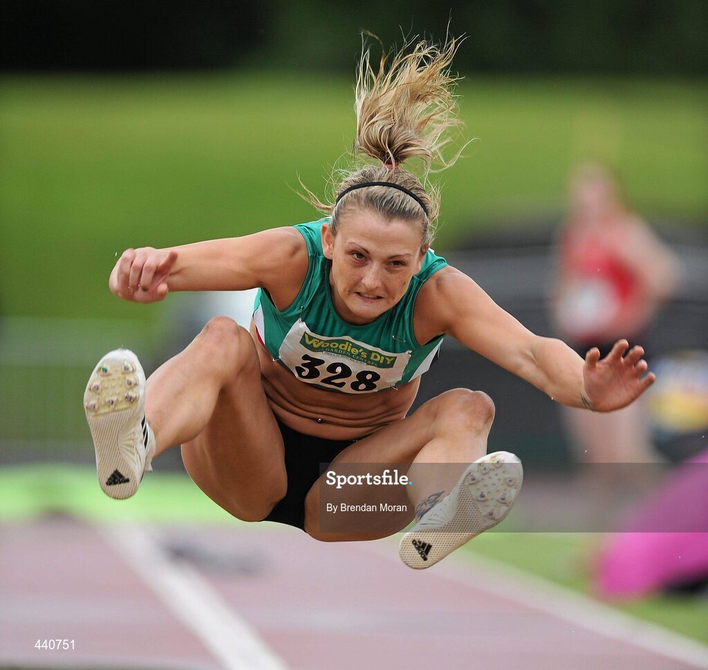 10 July 2010; Kelly Proper, Ferrybank AC, in action during the Women's Long Jump at the Woodie's DIY AAI Senior Track & Field Championships. Morton Stadium, Santry, Dublin. Picture credit: Brendan Moran / SPORTSFILE