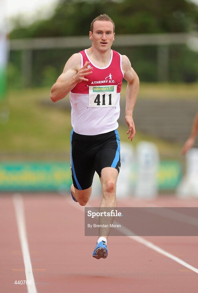 10 July 2010; Paul Hession, Athenry AC, in action during his heat of the Men's 200m at the Woodie's DIY AAI Senior Track & Field Championships. Morton Stadium, Santry, Dublin. Picture credit: Brendan Moran / SPORTSFILE