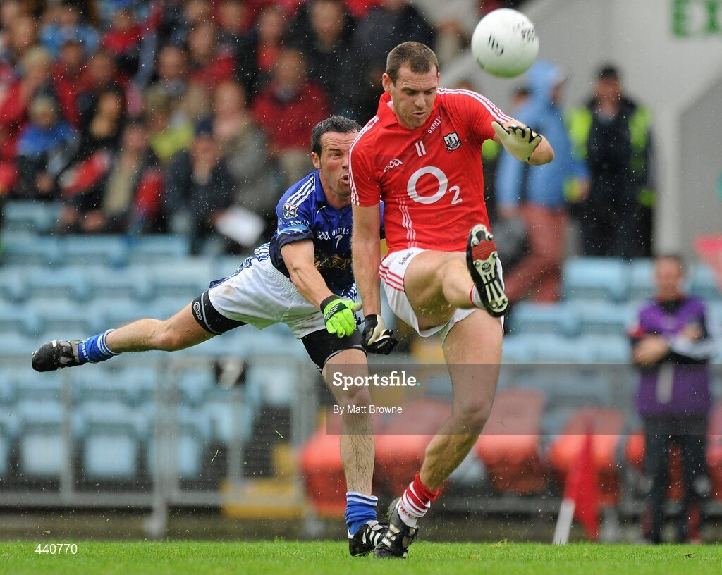 10 July 2010; Peader O'Neill, Cork, in action against Martin Cahill, Cavan. GAA Football All-Ireland Senior Championship Qualifier, Round 2, Cork v Cavan, Pairc Ui Chaoimh, Cork.  Picture credit: Matt Browne / SPORTSFILE