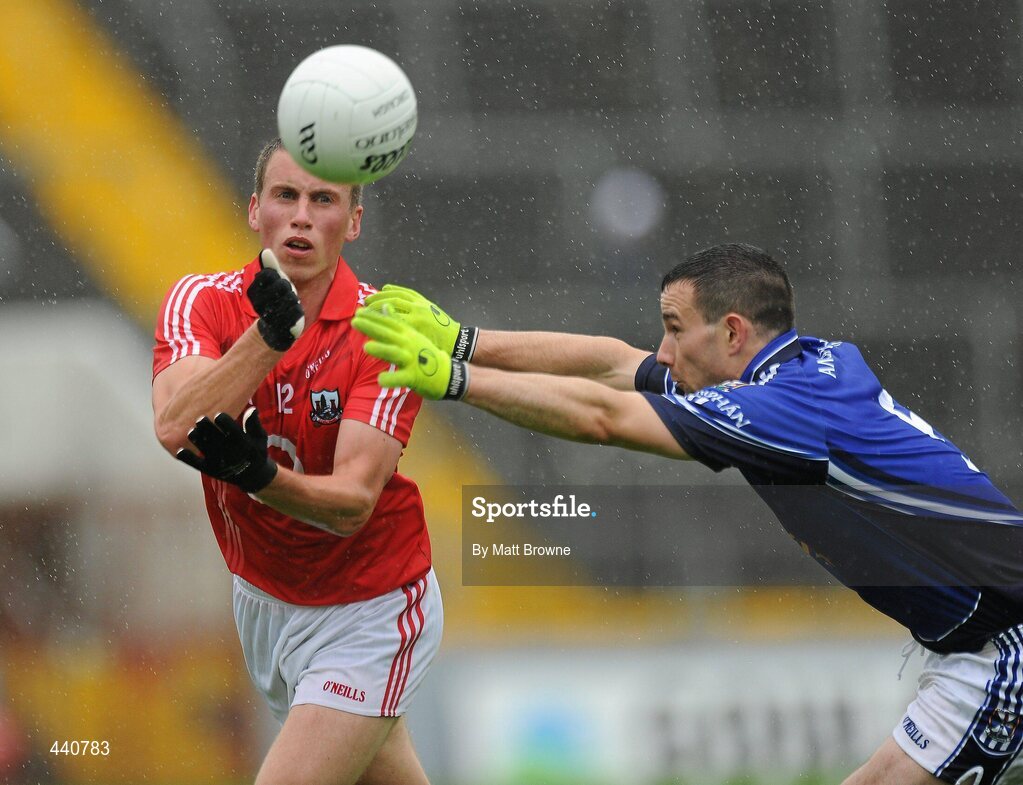 10 July 2010; Patrick Kelly, Cork, in action against Alan Clarke, Cavan. GAA Football All-Ireland Senior Championship Qualifier, Round 2, Cork v Cavan, Pairc Ui Chaoimh, Cork. Picture credit: Matt Browne / SPORTSFILE
