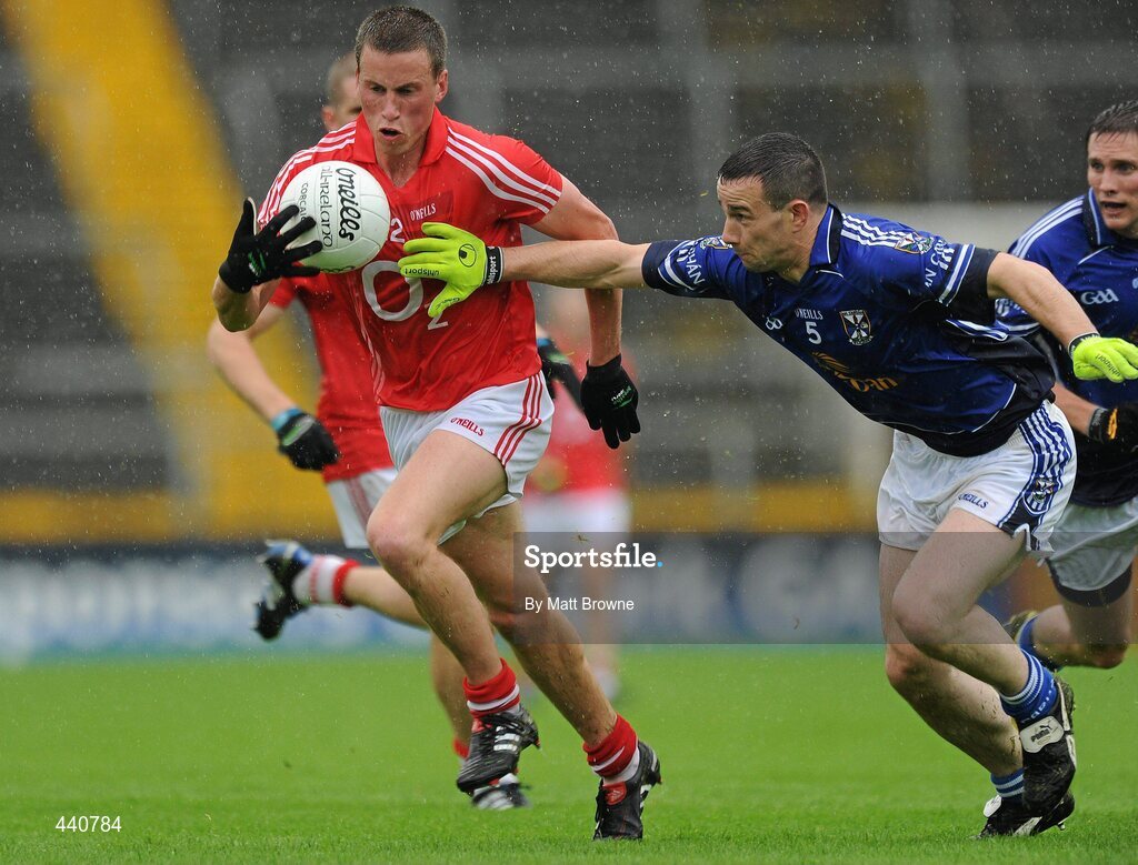 10 July 2010; Patrick Kelly, Cork, in action against Alan Clarke, Cavan. GAA Football All-Ireland Senior Championship Qualifier, Round 2, Cork v Cavan, Pairc Ui Chaoimh, Cork.  Picture credit: Matt Browne / SPORTSFILE