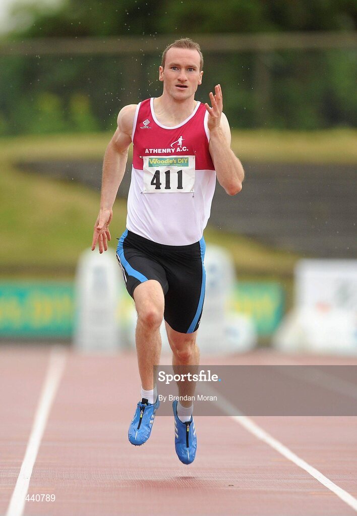 10 July 2010; Paul Hession, Athenry AC, on his way to winning the Men's 200m in a time of 20.77 sec, at the Woodie's DIY AAI Senior Track & Field Championships. Morton Stadium, Santry, Dublin. Picture credit: Brendan Moran / SPORTSFILE