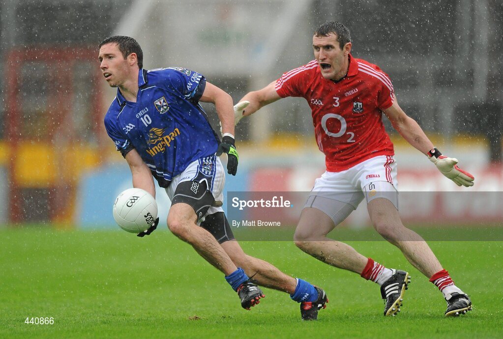 10 July 2010; Ronan Flanagan, Cavan, in action against Graham Canty, Cork. GAA Football All-Ireland Senior Championship Qualifier, Round 2, Cork v Cavan, Pairc Ui Chaoimh, Cork.  Picture credit: Matt Browne / SPORTSFILE