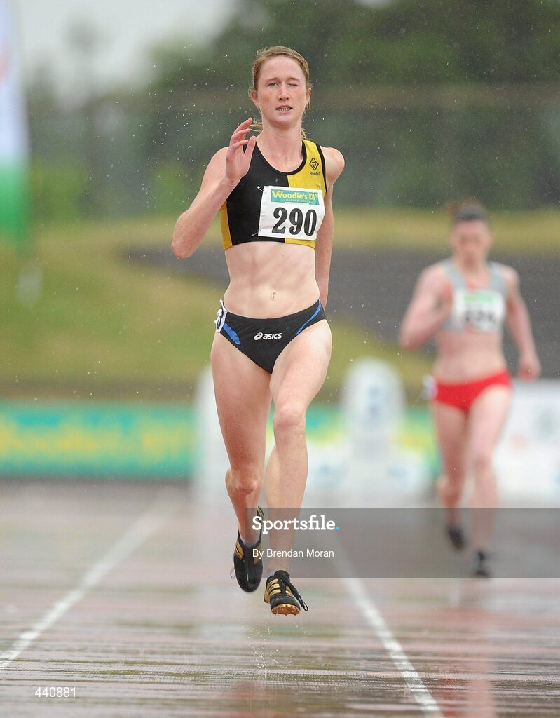 10 July 2010; Joanne Cuddihy, Kilkenny City Harriers AC, in action during her heat of the Women's 400m at the Woodie's DIY AAI Senior Track & Field Championships. Morton Stadium, Santry, Dublin. Picture credit: Brendan Moran / SPORTSFILE