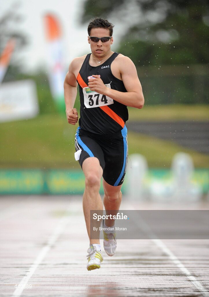 10 July 2010; Brian Gregan, Clonliffe Harriers AC, in action during his heat of the Men's 400m at the Woodie's DIY AAI Senior Track & Field Championships. Morton Stadium, Santry, Dublin. Picture credit: Brendan Moran / SPORTSFILE