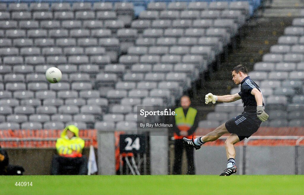 10 July 2010; Dublin goalkeeper Stephen Cluxton scores a free to make it four points to one in the first half. GAA Football All-Ireland Senior Championship Qualifier, Round 2, Dublin v Tipperary, Croke Park, Dublin. Picture credit: Ray McManus / SPORTSFILE
