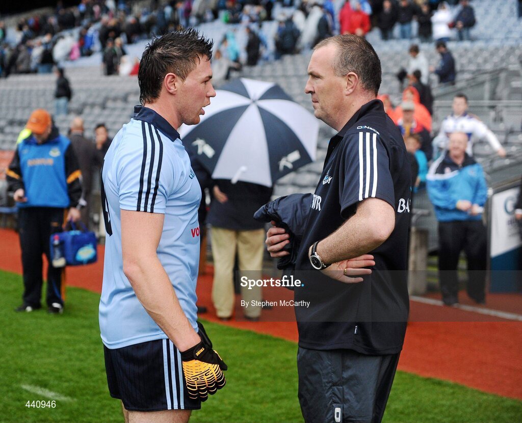 10 July 2010; Dublin manager Pat Gilroy with Eamon Fennelll after the game. GAA Football All-Ireland Senior Championship Qualifier, Round 2, Dublin v Tipperary, Croke Park, Dublin. Picture credit: Stephen McCarthy / SPORTSFILE