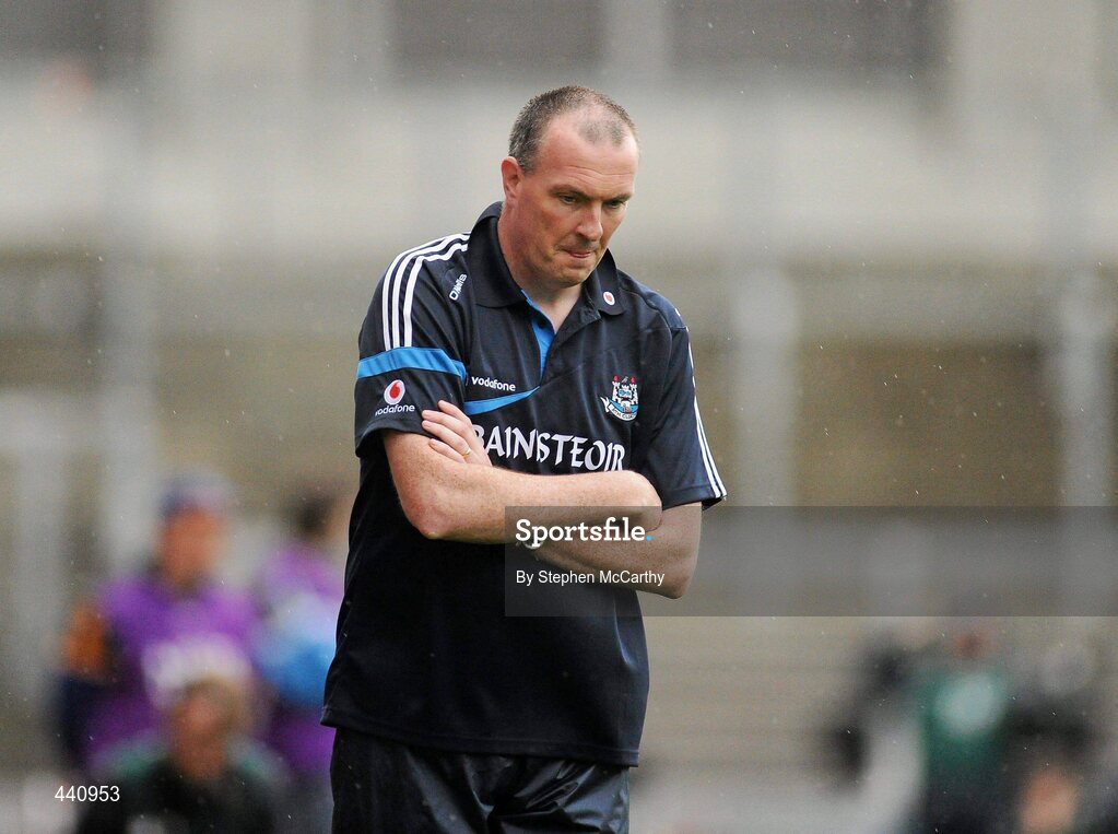 10 July 2010; Dublin manager Pat Gilroy in a pensive mood during the final moments of the game. GAA Football All-Ireland Senior Championship Qualifier, Round 2, Dublin v Tipperary, Croke Park, Dublin. Picture credit: Stephen McCarthy / SPORTSFILE