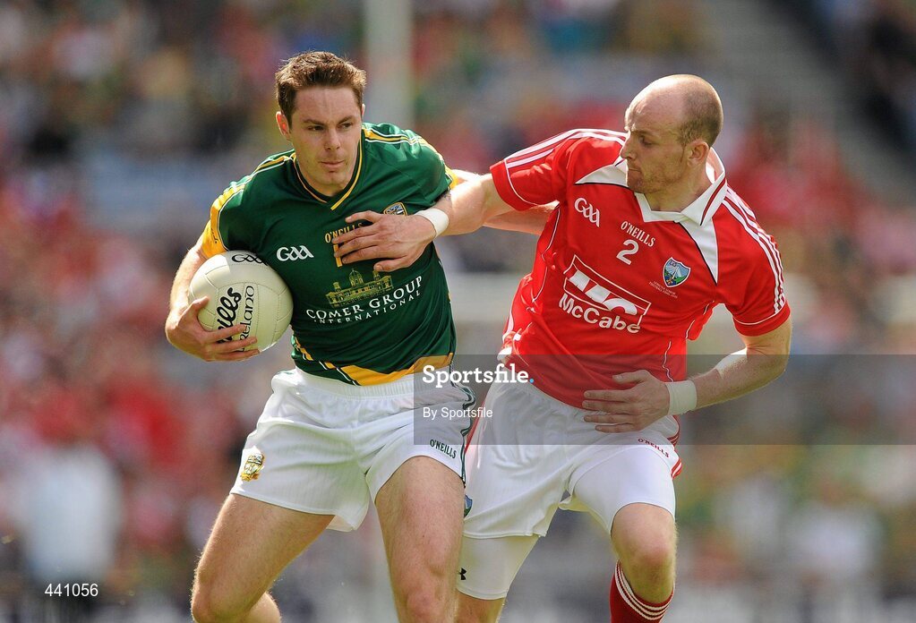 11 July 2010; Stephen Bray, Meath, in action against Eamonn McAuley, Louth. Leinster GAA Football Senior Championship Final, Meath v Louth, Croke Park, Dublin. Photo by Sportsfile