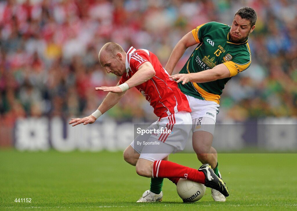 11 July 2010; Eamonn McAuley, Louth, in action against Cian Ward, Meath. Leinster GAA Football Senior Championship Final, Meath v Louth, Croke Park, Dublin. Photo by Sportsfile