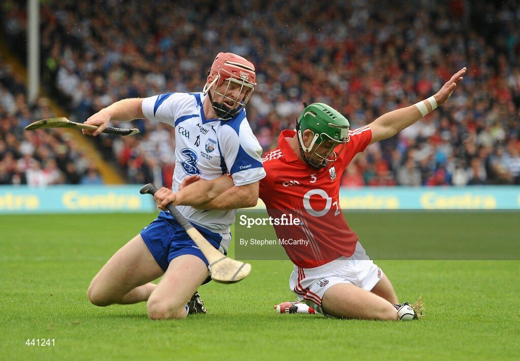 11 July 2010; Eoin Cadogan, Cork, in action against John Mullane, Waterford. Munster GAA Hurling Senior Championship Final, Cork v Waterford, Semple Stadium, Thurles, Co. Tipperary. Picture credit: Stephen McCarthy / SPORTSFILE
