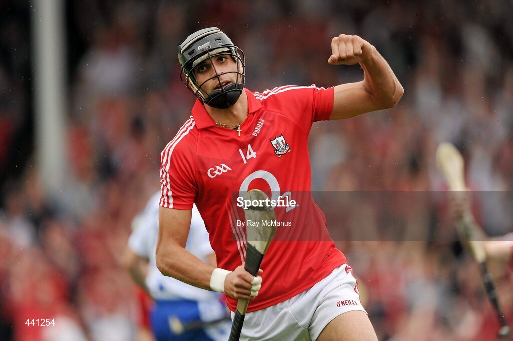 11 July 2010; Aisake Ó hAilpín celebrates scoring Cork's first goal. Munster GAA Hurling Senior Championship Final, Cork v Waterford, Semple Stadium, Thurles, Co. Tipperary. Picture credit: Ray McManus / SPORTSFILE