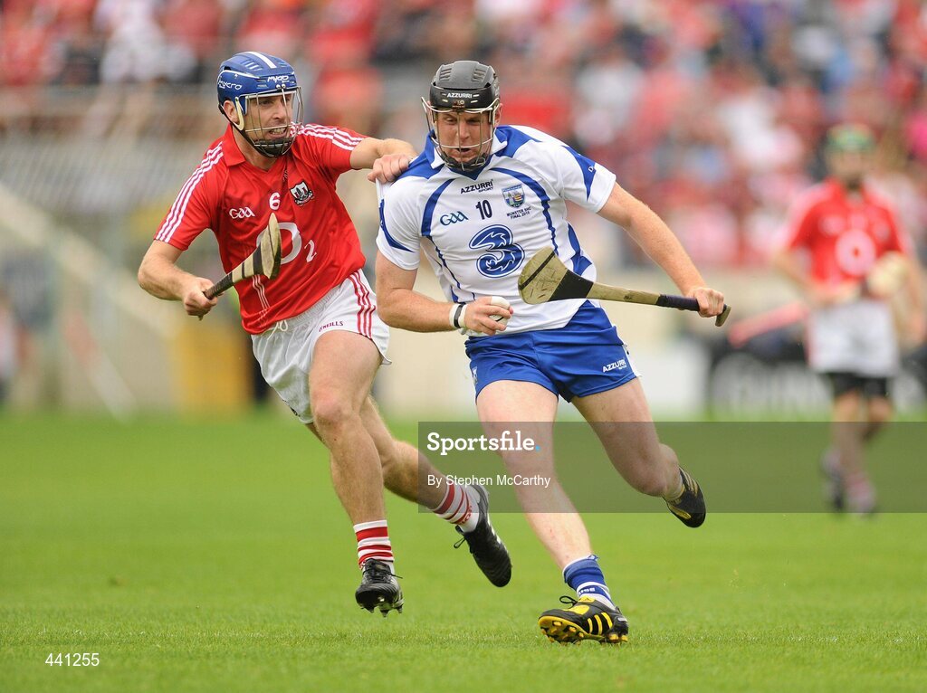 11 July 2010; Kevin Moran, Waterford, in action against Ronan Curran, Cork. Munster GAA Hurling Senior Championship Final, Cork v Waterford, Semple Stadium, Thurles, Co. Tipperary. Picture credit: Stephen McCarthy / SPORTSFILE