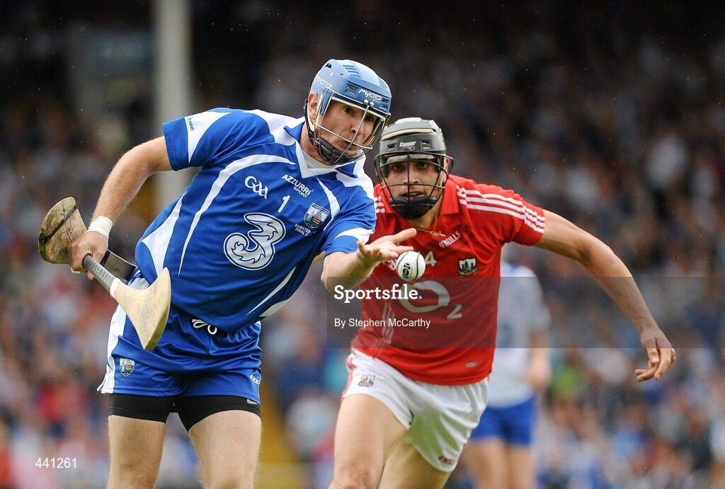 11 July 2010; Clinton Hennessy, Waterford, in action against Aisake Ó hAilpín, Cork. Munster GAA Hurling Senior Championship Final, Cork v Waterford, Semple Stadium, Thurles, Co. Tipperary. Picture credit: Stephen McCarthy / SPORTSFILE