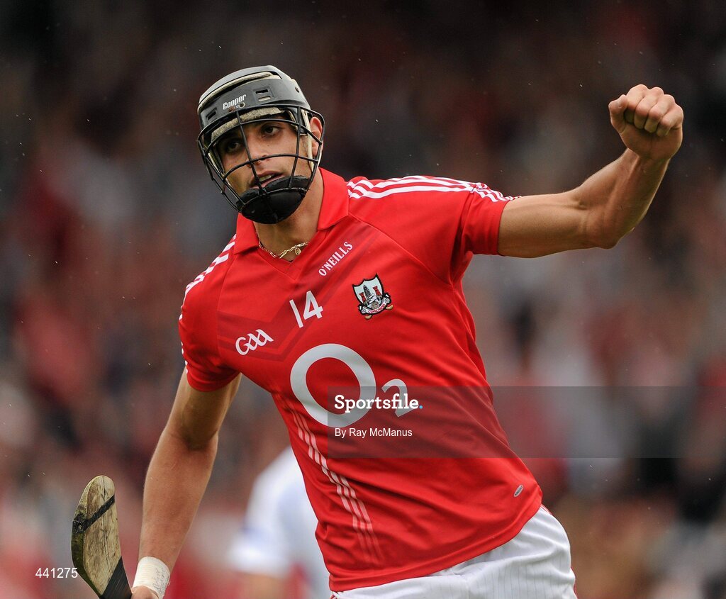 11 July 2010; Aisake Ó hAilpín celebrates scoring Cork's first goal. Munster GAA Hurling Senior Championship Final, Cork v Waterford, Semple Stadium, Thurles, Co. Tipperary. Picture credit: Ray McManus / SPORTSFILE