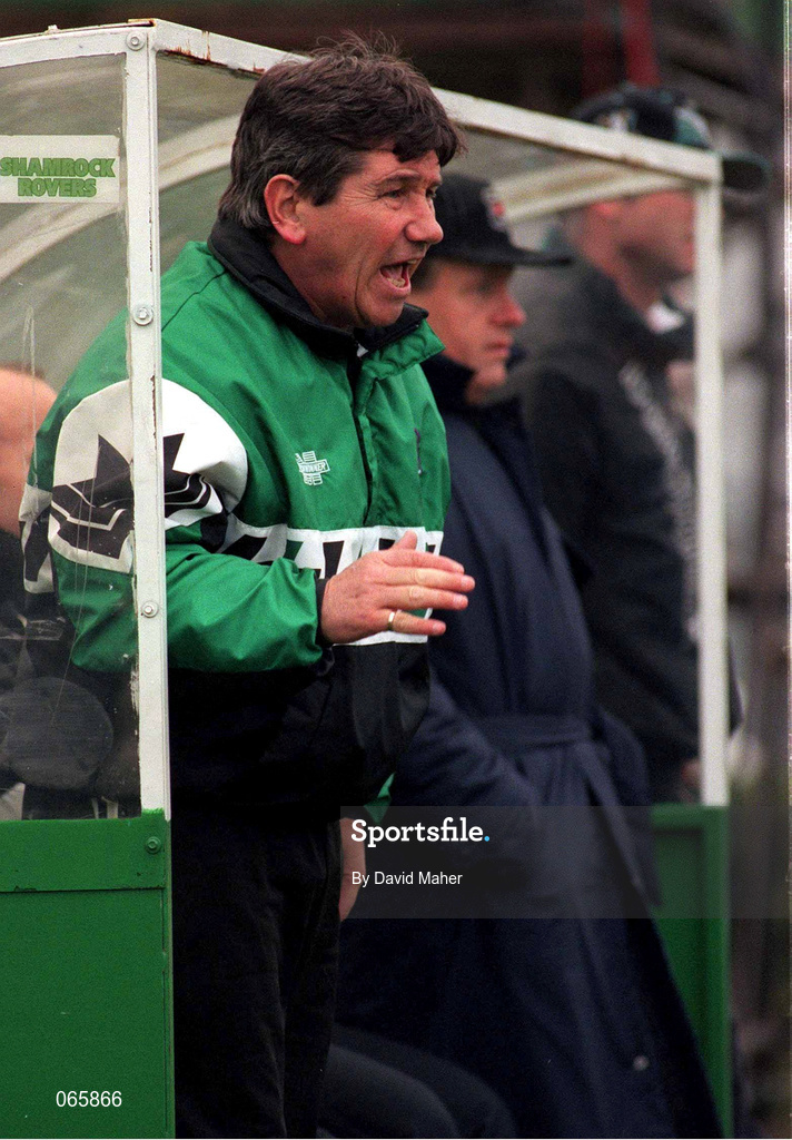 21 January 1996; Shamrock Rovers manager Ray Treacy during the Bord Gáis National League Premier Division match between Shamrock Rovers and Sligo Rovers at the RDS in Dublin. Photo by David Maher/Sportsfile