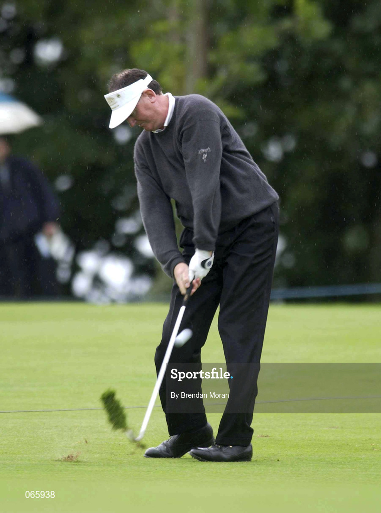 28 June 2001; Eamonn Darcy of Ireland plays his second shot to the 9th green, his final hole, where he finished on 65, six shots under par, during day one of the Murphy's Irish Open at Fota Island Golf Club in Cork. Photo by Brendan Moran/Sportsfile
