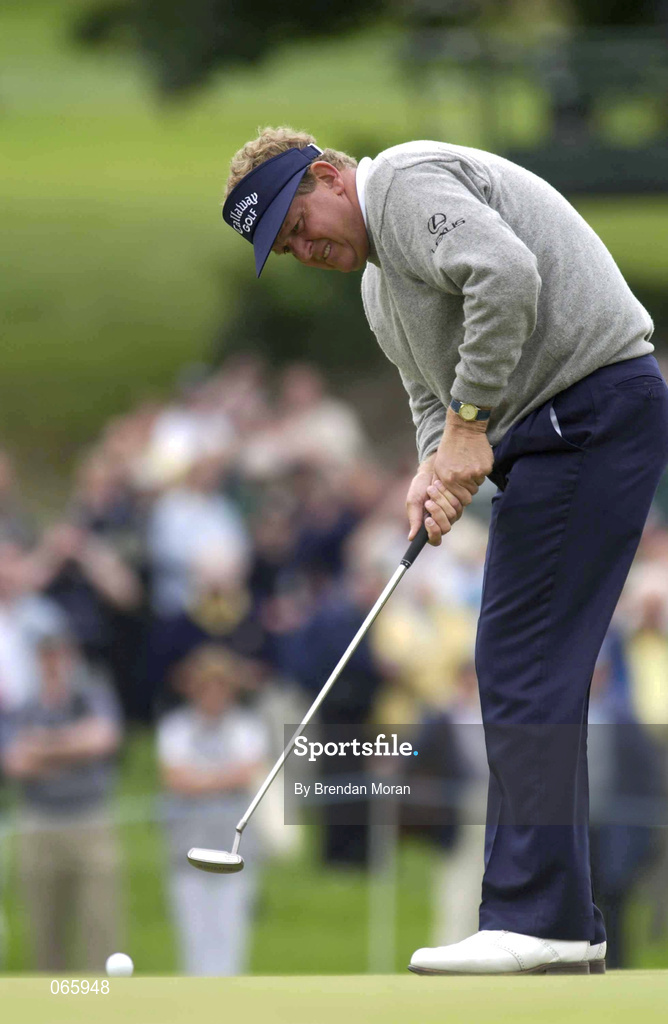 28 June 2001; Colin Montgomerie of Scotland putts for a birdie on the 10th green during day one of the Murphy's Irish Open at Fota Island Golf Club in Cork. Photo by Brendan Moran/Sportsfile