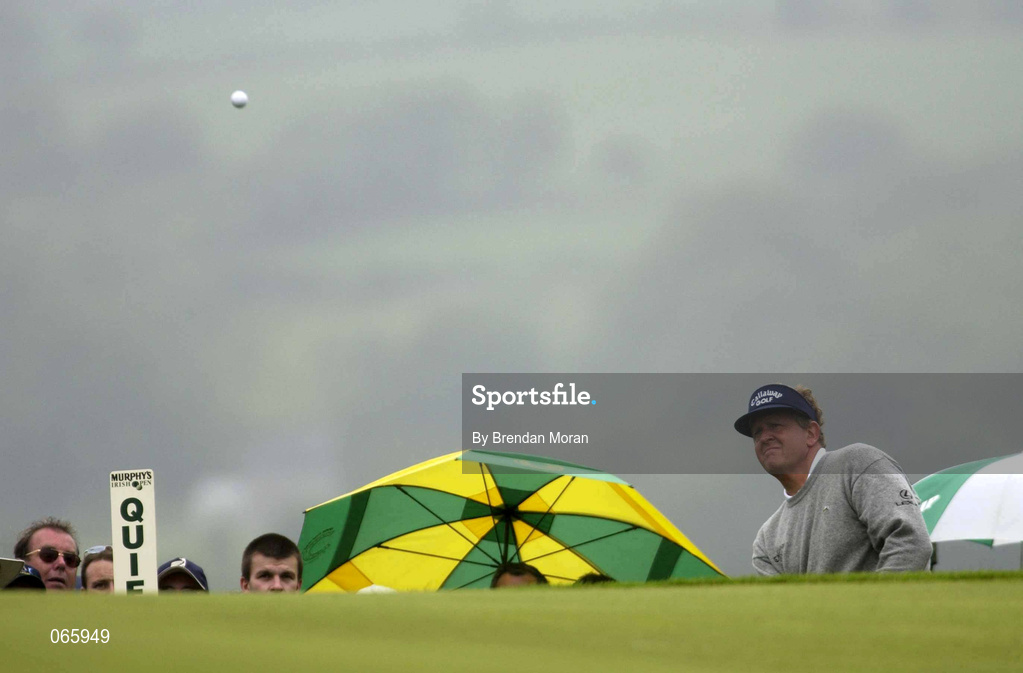 28 June 2001; Colin Montgomerie of Scotland chips on to the 12th green during day one of the Murphy's Irish Open at Fota Island Golf Club in Cork. Photo by Brendan Moran/Sportsfile